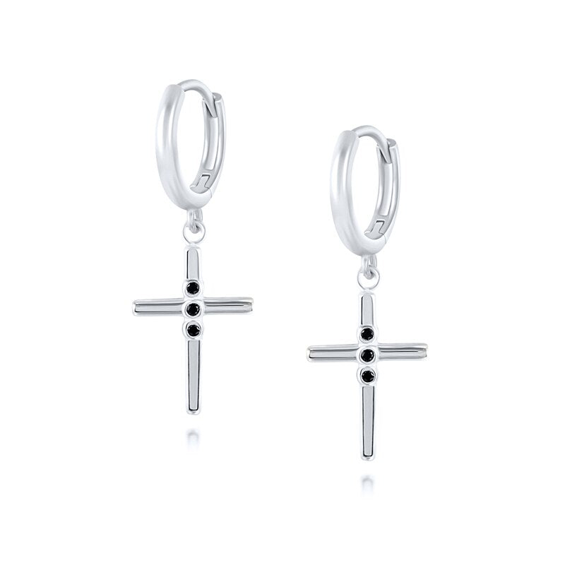 Silver cross earrings